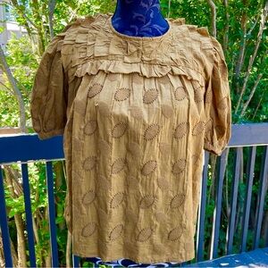NWOT Anthropologie beaded blouse by Let Me Be / size 4 P / 100% cotton